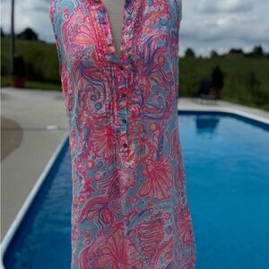 Lilly Pulitzer Pink and Blue Paisley Linen Dress.